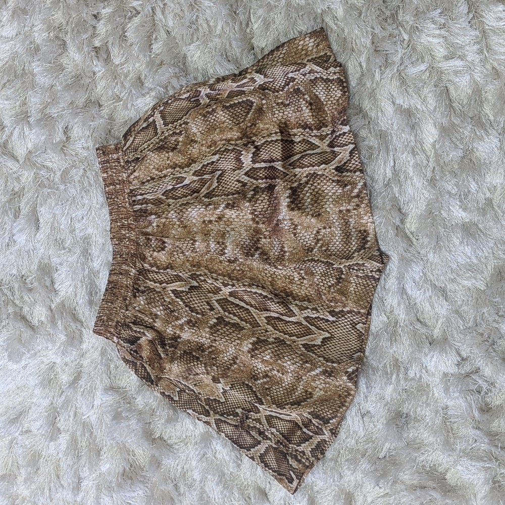 Zara Brown Snakeskin Tie Front Shorts S - Picture 4 of 7
